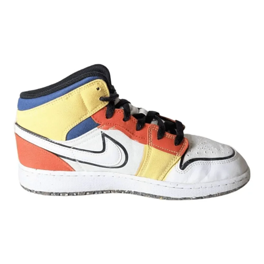 NIKE Air Jordan 1 Mid 'Multi Color Canvas' GS Size 6Y
